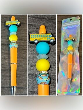 School Bus beaded focal pen